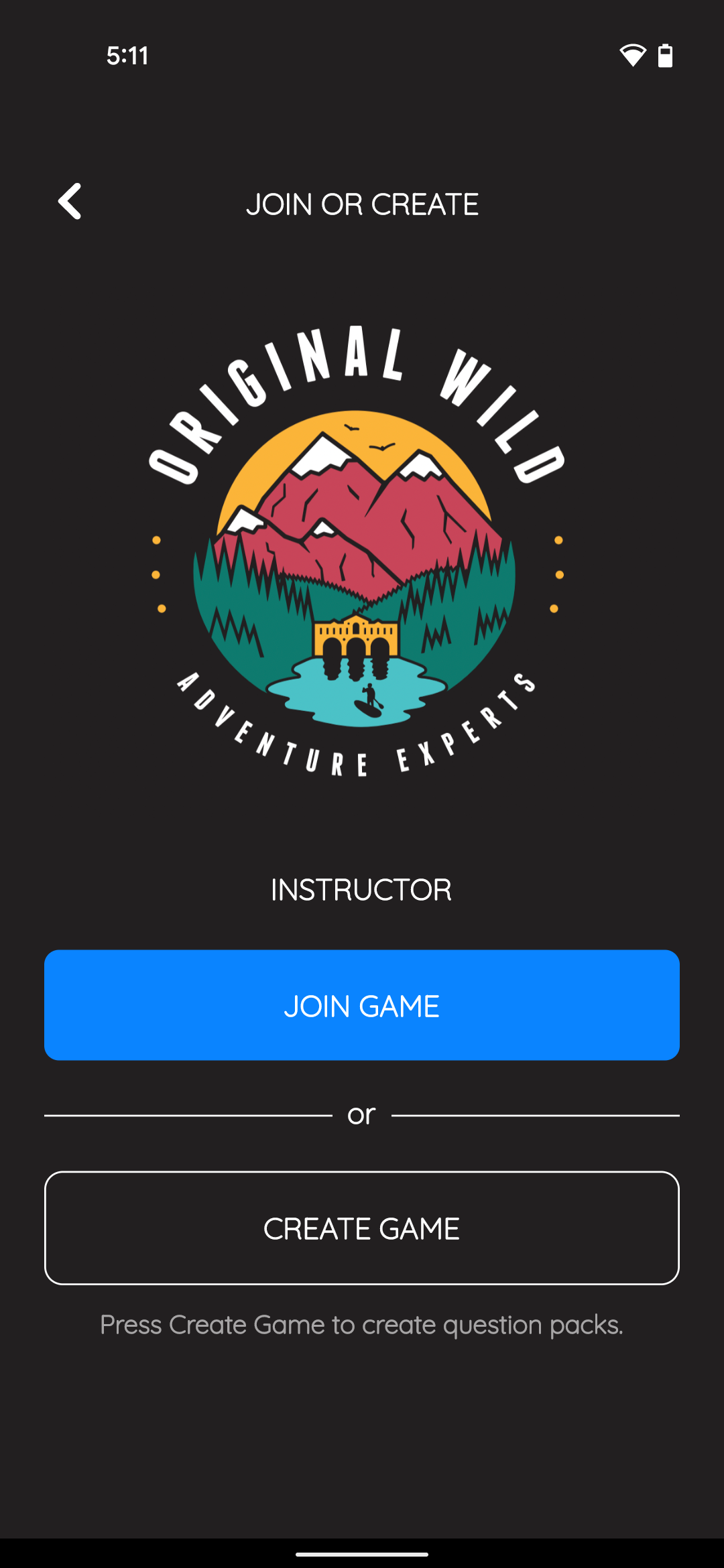 Original Wild app instructor screen